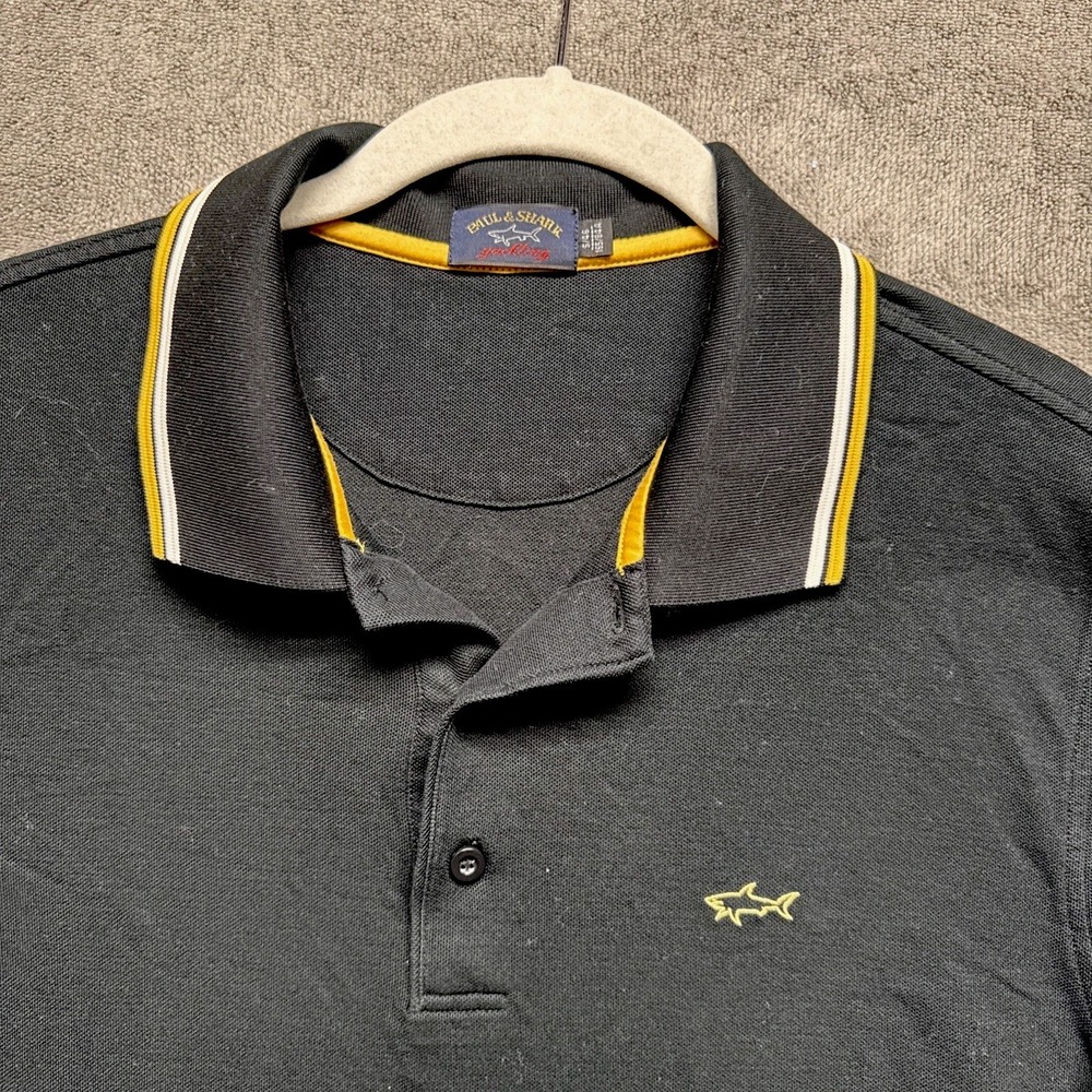 Paul & Shark Cotton Pique Polo Mens S Black Shirt Yachting